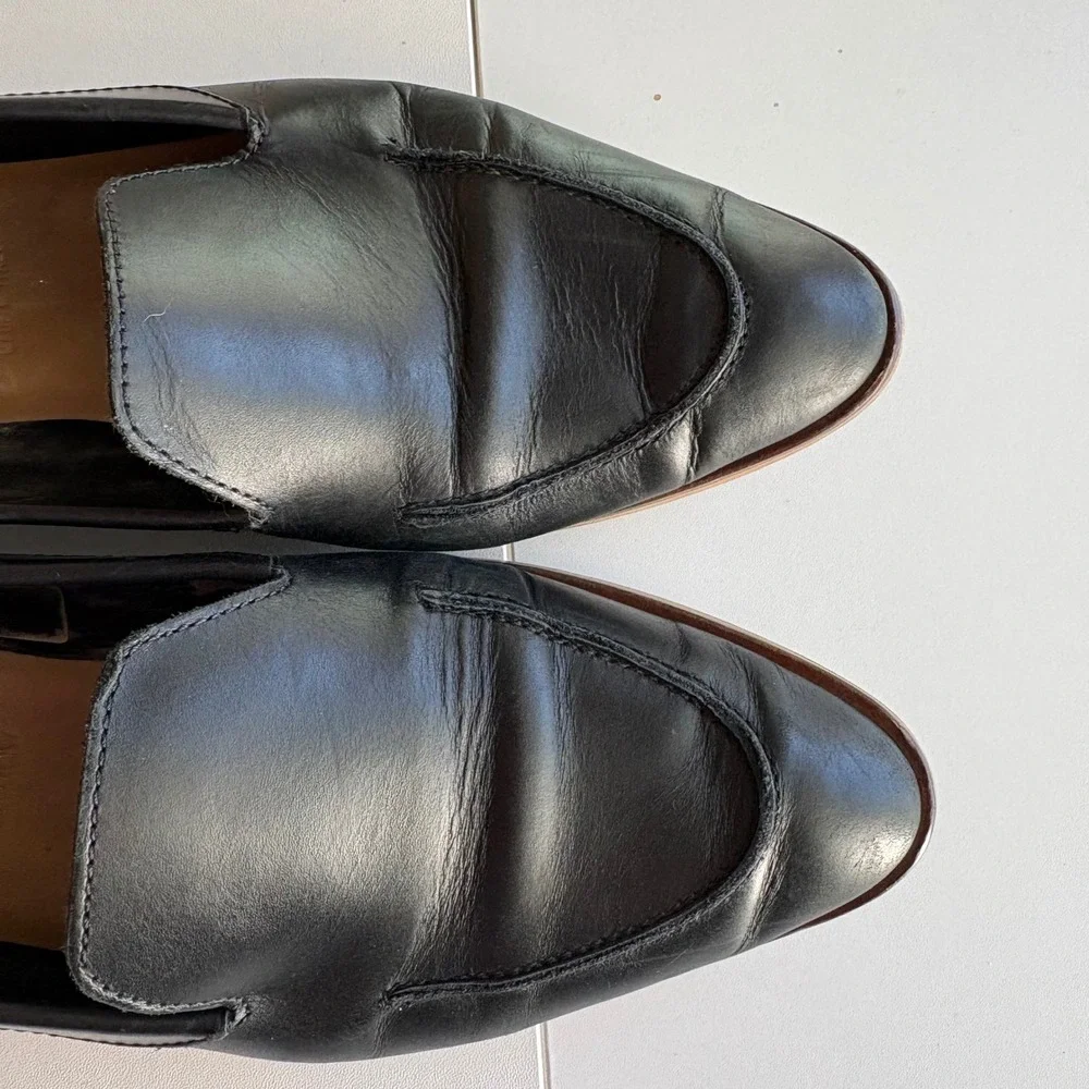 Everlane The Modern Loafer Womens 8.5 Black Italian Leather Slip On Flat Shoes‎